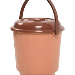 Kuber Industries Coffee Brown & Peach 4 Pieces Buckets With Lid 18L Each image 5
