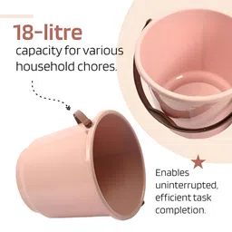 Kuber Industries Pink & Peach 6 Pieces Bathroom Buckets With Lids 18 L Each image 3