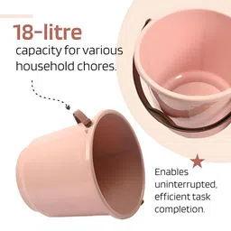 Kuber Industries Peach & Brown 2 Pieces Bathroom Buckets With Lids 18 L Each image 5