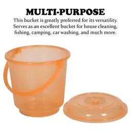 Kuber Industries Transparent & Orange 10 Pieces Bathroom Bucket & Mugs image 4