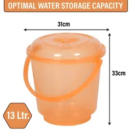 Kuber Industries Grey & Orange 2 Pieces Bathroom Buckets With Lids image 5