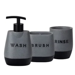 Kuber Industries Grey & Black 3 piece Solid Resin Soap Dispenser image 4