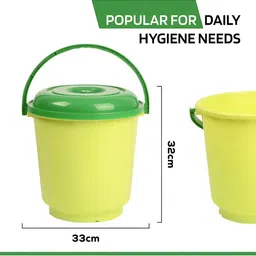 Kuber Industries Green 5 Pieces Bathroom Buckets With Lids 18 L Each image 5