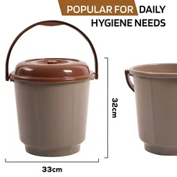 Kuber Industries Cream & Grey 6 piece Bath Bucket with Lid image 5