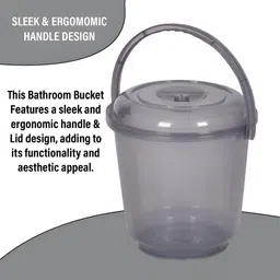 Kuber Industries Pink & Grey 3 Pieces Solid Bathroom Bucket and Mug image 3