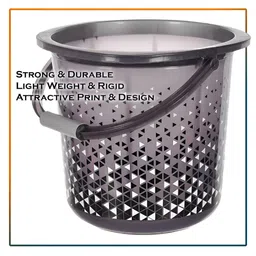 Kuber Industries Grey & White Printed Unbreakable Bathroom Bucket 18 L image 5