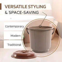 Kuber Industries Grey & Brown 5 Pieces Bath Accessories Set 18L Each image 3