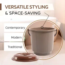 Kuber Industries Peach-Coloured & Grey 6 Pieces Solid Plastic Bath Accessories Set image 2