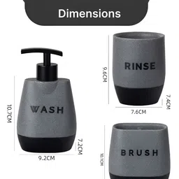 Kuber Industries Grey & Black 3 piece Solid Resin Soap Dispenser image 2