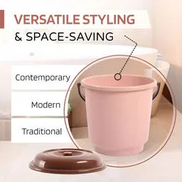 Kuber Industries Peach & Brown 4 Pieces Bucket with Lid 18 L image 2