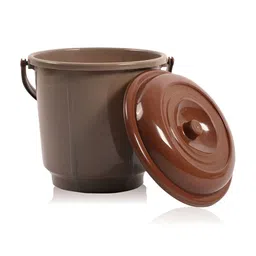 Kuber Industries Peach & Brown 2 Pieces Bathroom Buckets With Lids 18 L Each image 2