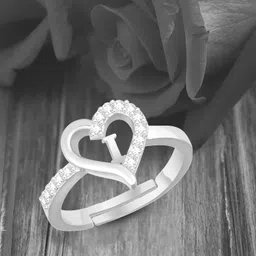 sk jewels Valentine Gift Initial Letter I ring for Girls stylish design Silver plated ring Brass Cubic Zirconia Silver Plated Ring-picture-14