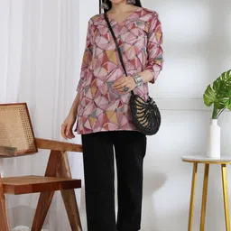 dsk studio Women Geometric Print Viscose Rayon Tunic Kurta image 1