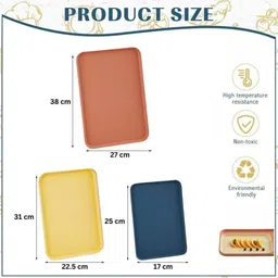 besillia Wheat Straw Serving Tray, Unbreakable, Food-Grade Eco-Friendly BPA Free Reusable Tray image 2