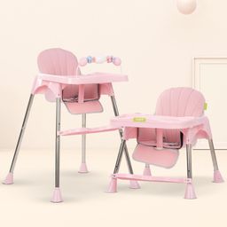 baybee 3 in 1 Invictus Convertible High Chair for Kids with Adjustable Height and Footrest, Baby Toddler Feeding Booster Seat with Tray, Safety Belt and Cushion, Boys Girls 6 Months to 3 Years (Pink)-picture-36