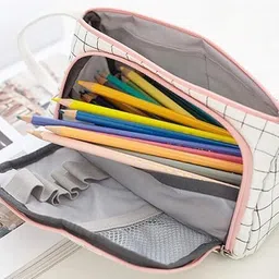 devdhan 2 Compartment Pencil Case Stationary, Classes Imported Heavy Quality Stylish and Compact Pen Holder for Students and Professionals , Art Polyester Pencil Box image 4