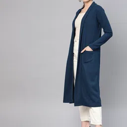 sassafras Women Longline Full Sleeve Blue Shrug image 2