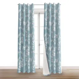 bfam Floral (Pack of 2) 6 Ft Blackout Eyelet Polyester Window Curtain (Blue)-picture-30