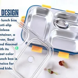evara international Lunch Box for Kids Compartment Insulated Stainless Steel Tiffin Box for KID_A99 3 Containers Lunch Box image 3