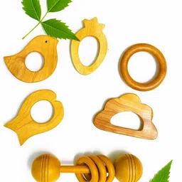 avax Handcarfted with Natural Neem wood Rattles and Baby Teether and Feeder-picture-13