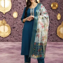 orriya Embroidered Kurta, Trouser/Pant & Dupatta Set image 4