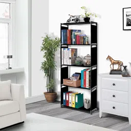 kaione BLACK- 5-SHELVE MULTIPURPOSE RCK Metal Open Book Shelf image 3