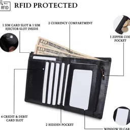 tanstitch Men Casual Black Genuine Leather RFID Wallet image 2