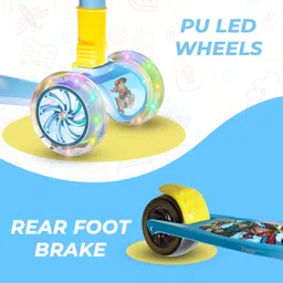 little olive Tikes New Adjustable Scooter with LED Lights, Foldable Design, Extra Wide Brakes image 4