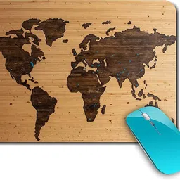 ZORI World Map Wooden Look Gaming Mouse Pad - Computer Laptop PC| Work from Home/Office | Anti-Skid, Anti-Slip, Rubber Base Mousepad image 2