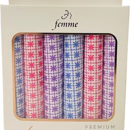 Femme PRINTS 100% PURE COTTON LADIES PREMIU3 HANDKERCHIEVES ["WHITE WITH PRINTS"] Handkerchief-image-71