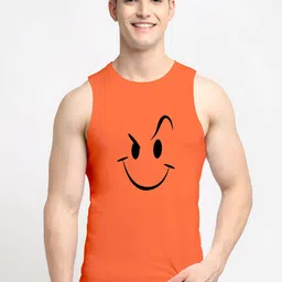 Friskers Men Orange Printed Cotton Innerwear Vests-image-25