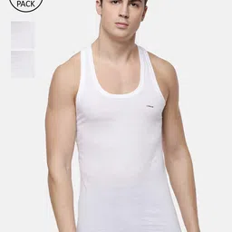 Dollar Pack of 3 Men White Solid Pure Cotton Innerwear Vest-picture-10