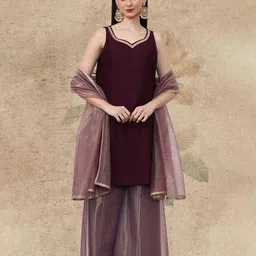 avanshee Women Cotton Blend Kurta Palazzo Dupatta Set image 5