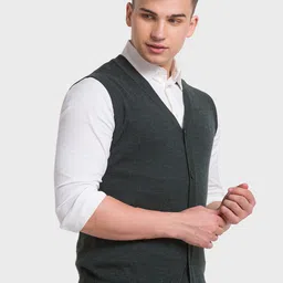 ColorPlus Men V-Neck Wool Sweater Vest image 3