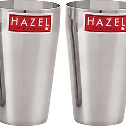 hazel (Pack of 2) Stainless Steel Plain Traditional Jumbo Water Lassi Glass Water/Juice Glass image 1