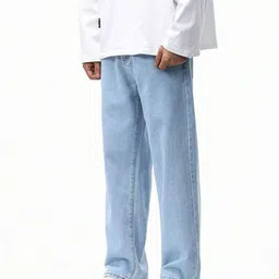 forufit Men Loose Fit Mid Rise Light Blue Jeans image 4