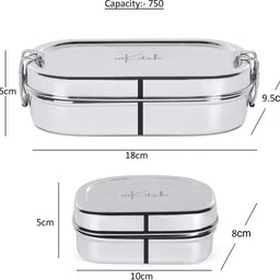inkitch Rectangle Stainless Steel Lunch Box | Tiffin with Small Inner Steel Container 1 Containers Lunch Box image 4