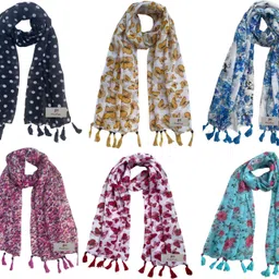 fusfus Printed Chiffon Women Multicolor Stole, Fancy Scarf-picture-25