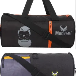 monvelli 20 L Gym Duffel Bag - GYM DUFFLE BAG FOR INDOOR OUTDOOR SPORTS - Black, Black, Grey-picture-28
