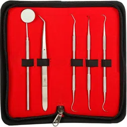 alis 5 Pcs Dental PMT Set, Dental Tools includes 3 Dental Probes + Dental Tweezer + Mouth Mirror for Oral Care Stainless, Steel Dental Hygiene Kit Set-picture-12