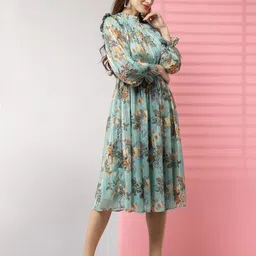 kassually Women Fit and Flare Multicolor Midi/Calf Length Dress image 3