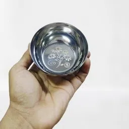 btb Stainless Steel Dessert Bowl Stainless Steel Chiku Wati Bowl Set with Laser– Size 5 | 8 Piece Serving Katori image 4