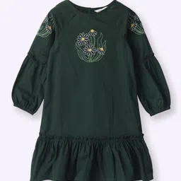 Beebay Girls Puff Sleeves Cotton A-Line Dress-picture-6