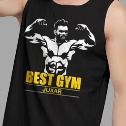 Juxar Printed Cotton Gym Innerwear VestsJXR-002SAN-BK-XS image 3