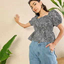Uptownie Square Neck Peplum Top-picture-27
