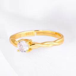 GIVA 925 Sterling Silver Gold-Plated CZ-Studded Adjustable Finger Ring-picture-42