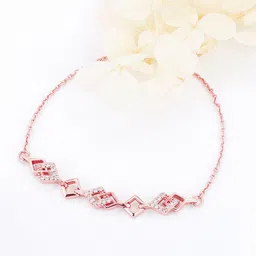 GIVA Women Sterling Silver Cubic Zirconia Rose Gold-Plated Link Bracelet-picture-42