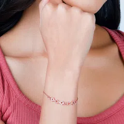 GIVA Women Sterling Silver Cubic Zirconia Rose Gold-Plated Link Bracelet image 4