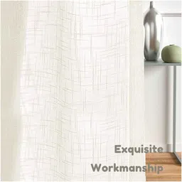 the conversion Cream Linen Sheer Solids 9ft Sheer Eyelet Long Door Curtain (1 Pc) image 3