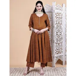 Secret Wish Mustard Floral Cotton Maternity Kurta with Pant & Dupatta image 1